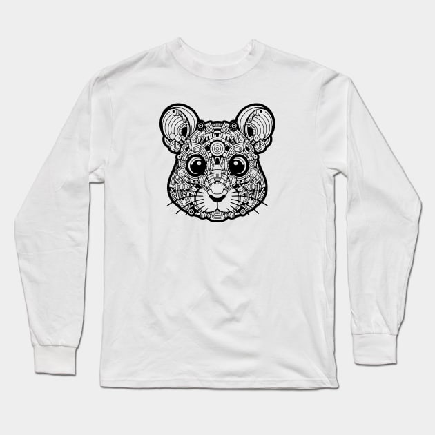 Biomechanical Mouse: An Advanced Futuristic Graphic Artwork with Abstract Line Patterns Long Sleeve T-Shirt by AmandaOlsenDesigns